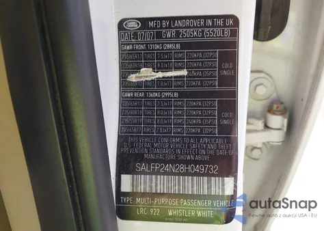 2008 Land Rover Lr2 Se z USA, uszkodzony, nr VIN SALFP24N28H049732